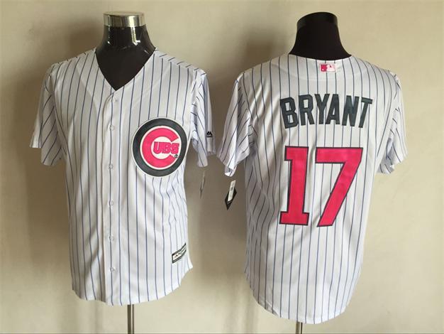 Majestic MLB Chicago Cubs #17 Bryant White Jersey for Monthers Day