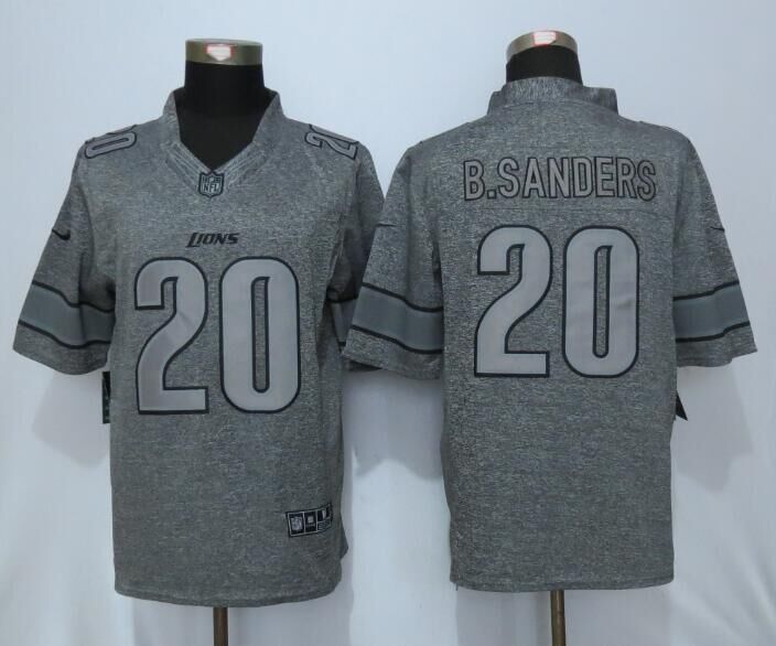 New Nike Detroit Lions 20 B.Sanders Gray Mens Stitched Gridiron Gray Limited Jersey  