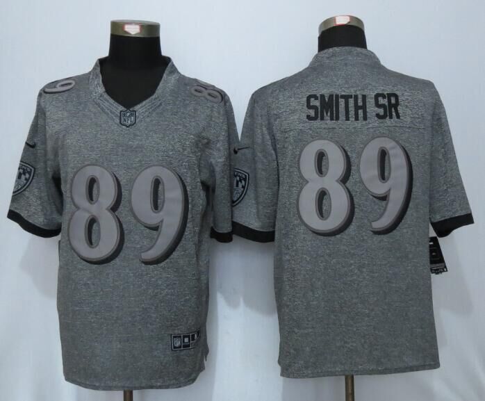 New Nike Baltimore Ravens 89 Smith sr Gray Mens Stitched Gridiron Gray Limited Jersey  