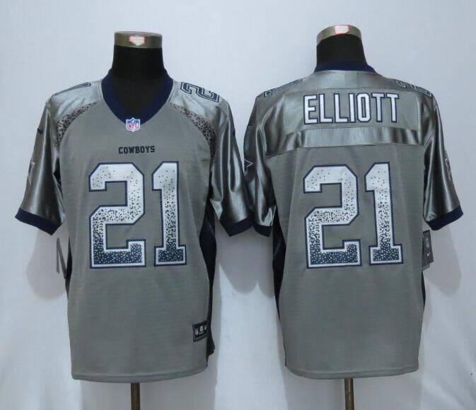 NEW Nike Dallas cowboys 21 Elliott Drift Fashion Grey Elite Jerseys  