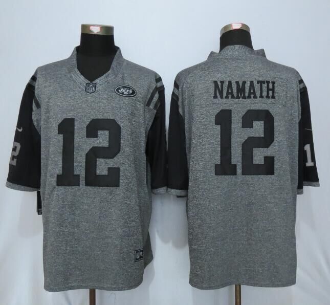 Nike New York Jets 12 Namath Gray Mens Stitched Gridiron Gray Limited Jersey