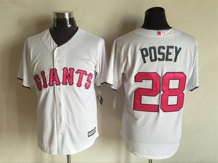 Majestic MLB San Francisco Giants #28 Posey White Jersey for Monthers Day