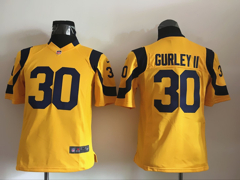 Kids Los Angeles Rams #30 Gurley II Yellow Jersey