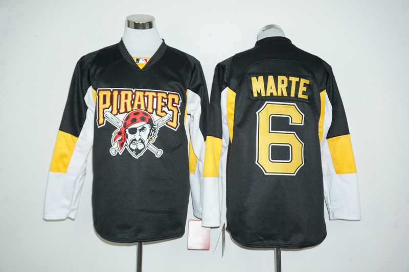 MLB Pittsburgh Pirates #6 Marte Black Long-Sleeve Jersey