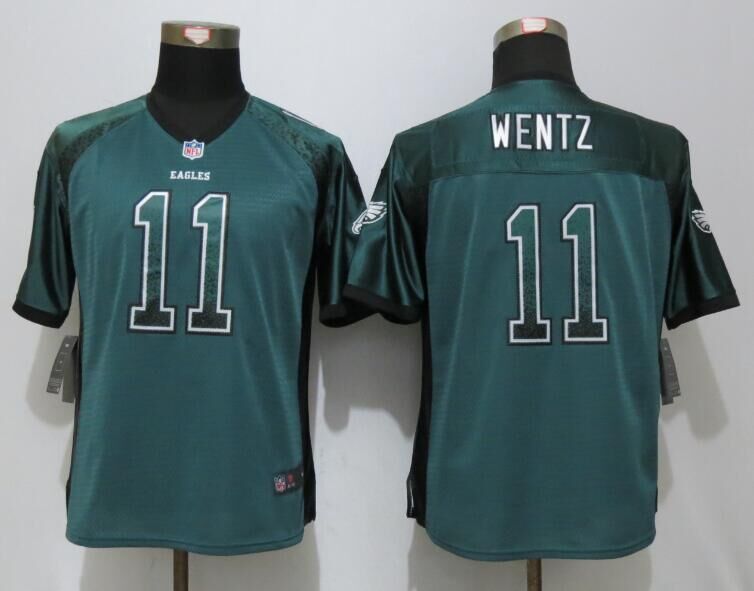 Wonen NEW Nike Philadelphia Eagles 11 Wentz Drift Fashion Green Elite Jerseys  