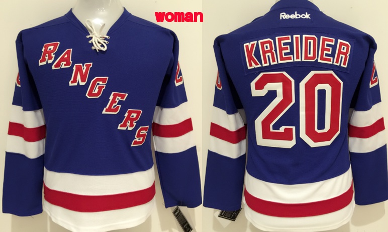 Womens New York Rangers #20 Kreider Blue Jersey