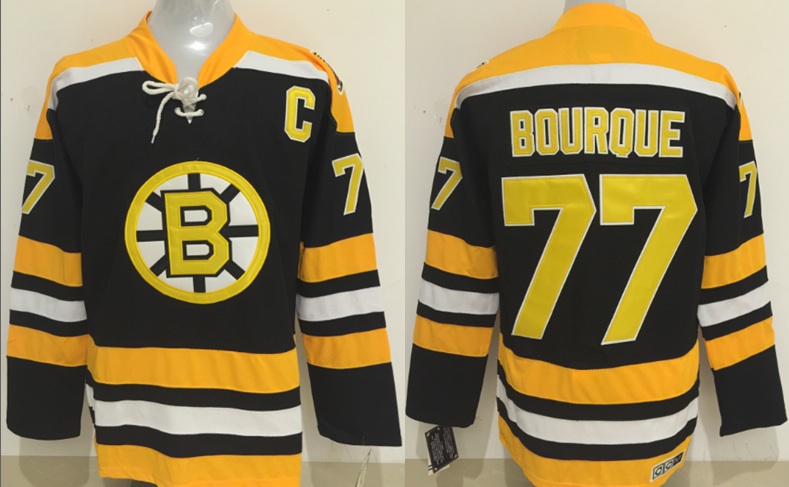 NHL Boston Bruins #77 Bourque Black Jersey with C Patch