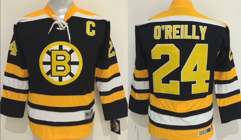 Kids NHL Boston Bruins #24 OReilly Black Jersey with C Patch