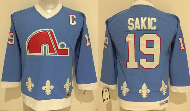 Kids NHL Quebec Nordiques #19 Sakic L.Blue Jersey