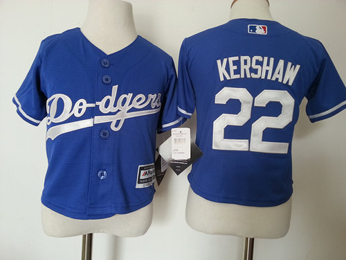 MLB Los Angeles Dodgers #22 Kershaw Blue Kids Jersey 2-5T