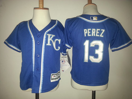 MLB Kansas City Royals #13 Perez Blue Kids Jersey 2-5T