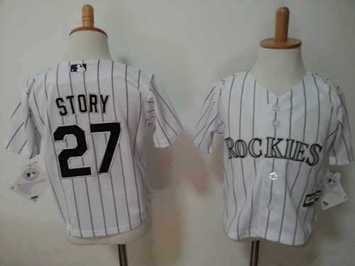 MLB Colorado Rockies #27 Story White Kids Jersey 2-5T