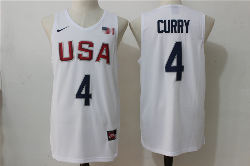 NBA USA Team #4 Curry White 2016 Jersey
