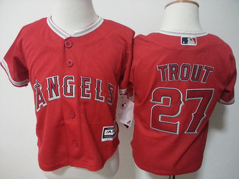 MLB Los Angeles Angels #27 Trout Red Kids Jersey 2-5T