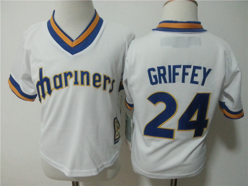 MLB Seattle Mariners #24 Griffey White Kids Jersey 2-5T