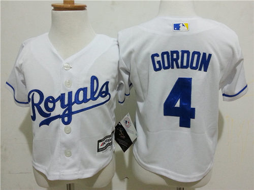 MLB Kansas City Royals #4 Gordon White Kids Jersey 2-5T