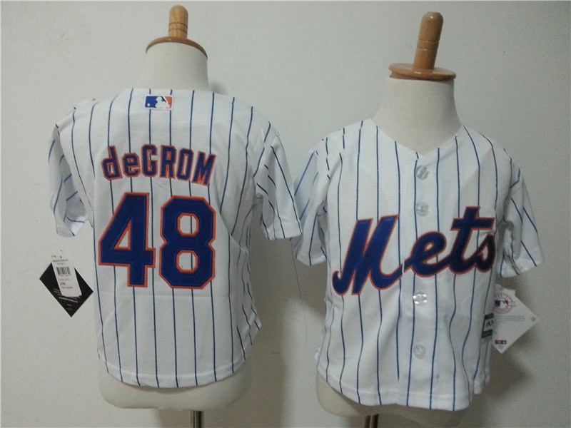 MLB New York Mets #48 deGROM White Kids Jersey 2-5T