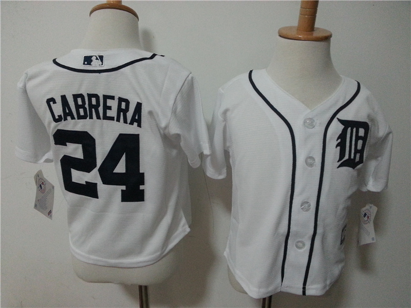 MLB Detroit Tigers #24 Cabrera White Kids Jersey 2-5T