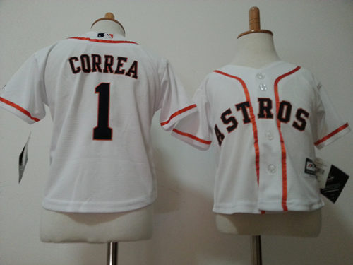 MLB Houston Astros #1 Correa White Kids Jersey 2-5T