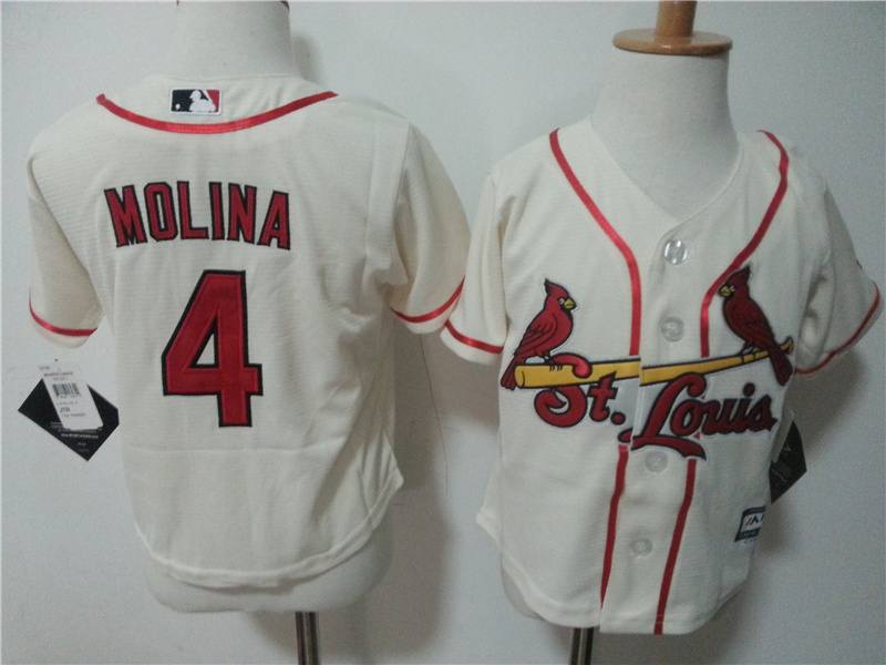 MLB St.Louis Cardinals #4 Molina Cream Kids Jersey 2-5T