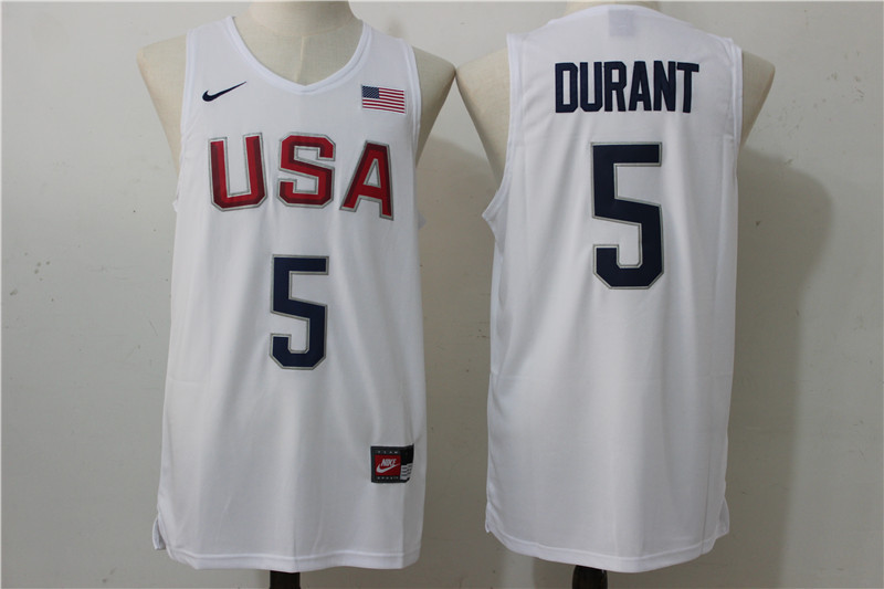 NBA USA Team #5 Durant White 2016 Jersey