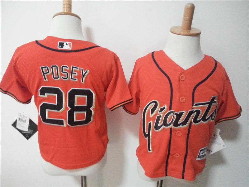MLB San Francisco Giants #28 Posey Orange Kids Jersey 2-5T