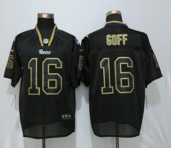 New Nike Los Angeles Rams #16 Goff Lights Out Black Elite Jersey