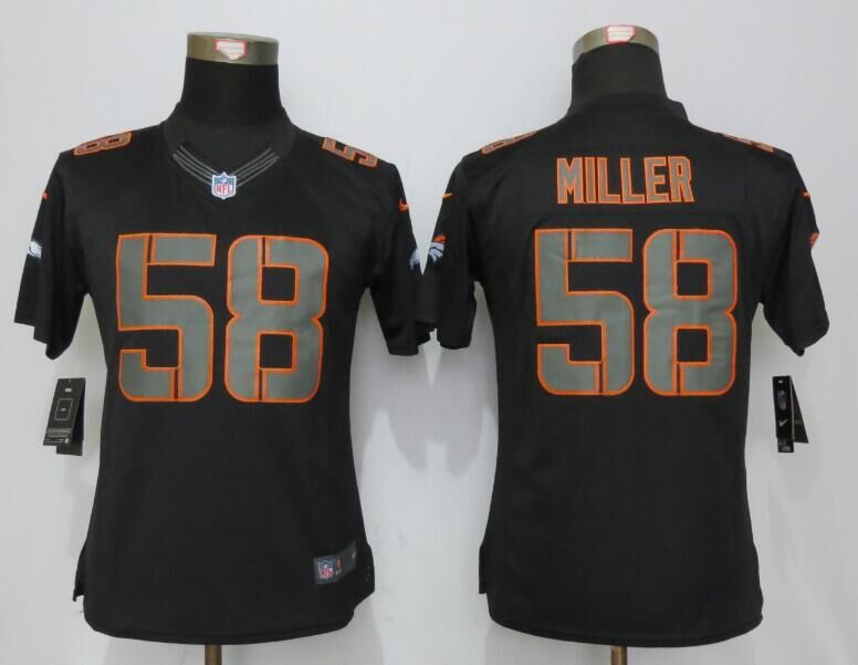 Womens New Nike Denver Broncos #58 Miller Impact Limited Black Jerseys  