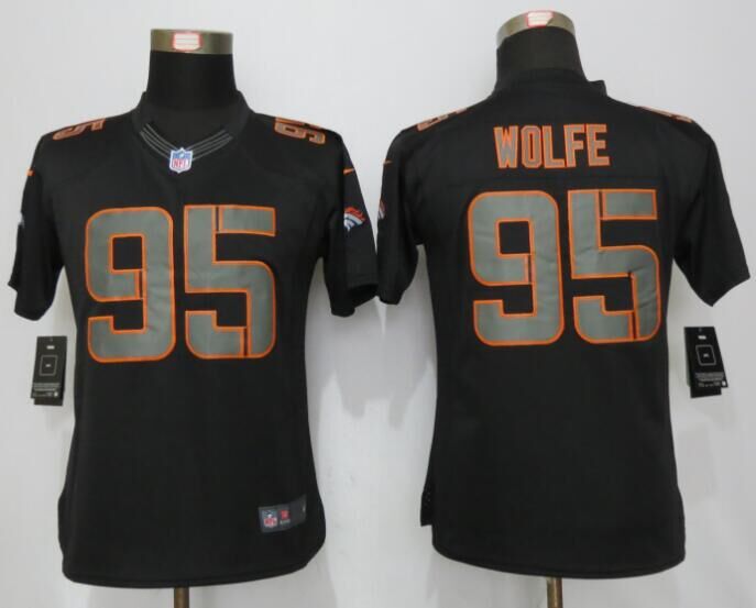 Womens New Nike Denver Broncos #95 Wolfe Impact Limited Black Jerseys  