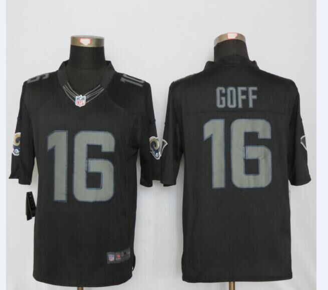 New Nike Los Angeles Rams #16 Goff Impact Limited Black Jersey