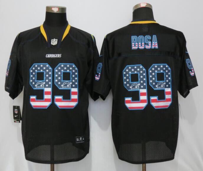 New Nike San Diego Chargers #99 Bosa USA Flag Fashion Black Elite Jerseys  