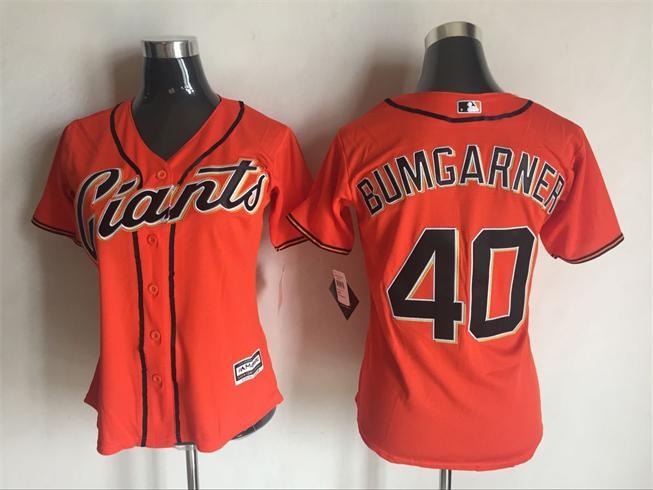 Womens San Francisco Giants #40 Bumgarner Orange Jersey