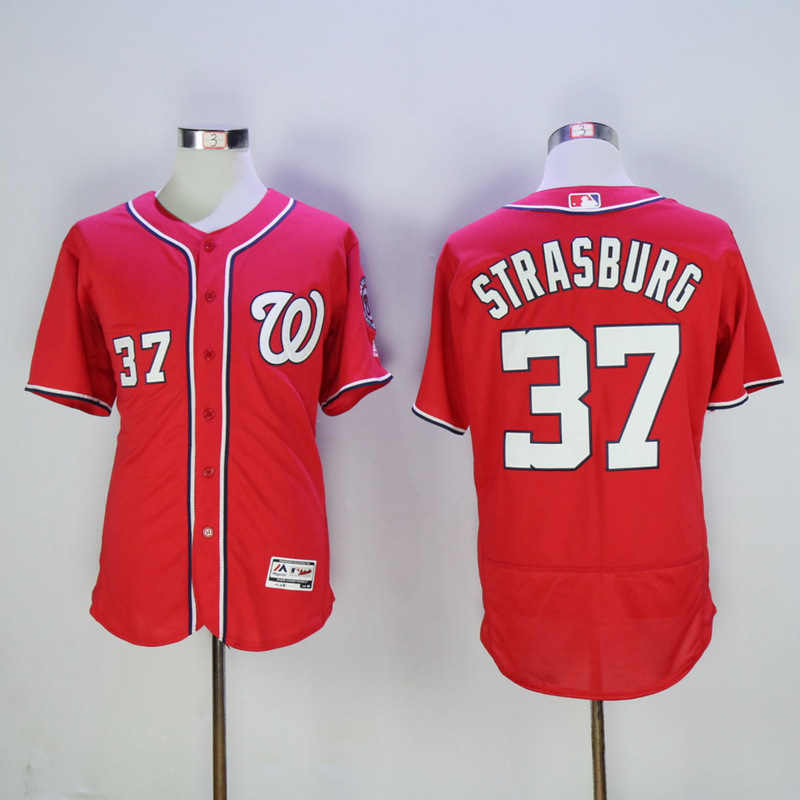 MLB Washington Nationals #37 Strasburg Red Elite Jersey
