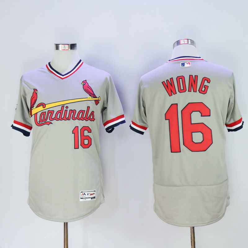 MLB St. Louis Cardinals #16 Wong Grey Pullover Jersey