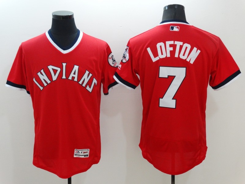 MLB Cleveland Indians #7 Lofton Red 1974 Pullover Jersey