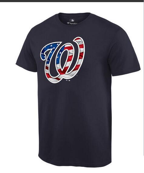 Mens Washington Nationals Navy Banner Wave T-Shirt