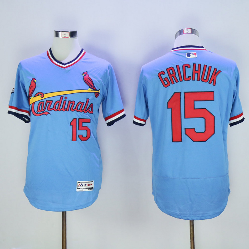 MLB St. Louis Cardinals #15 Grichuk Blue Pullover Throwback Jersey
