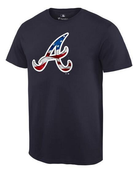 Mens Atlanta Braves Navy Banner Wave T-Shirt 