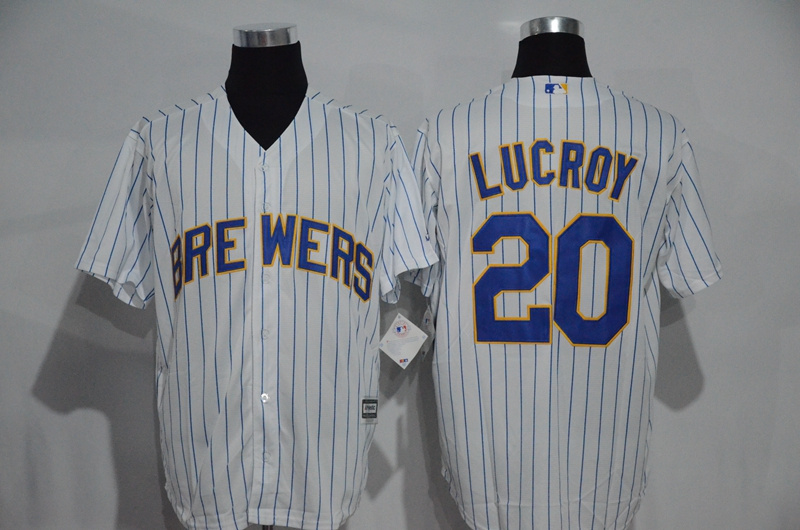 MLB Milwaukee Brewers #20 Lucroy White Majestics Jersey