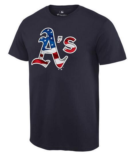 Mens Oakland Athletics Navy Banner Wave T-Shirt