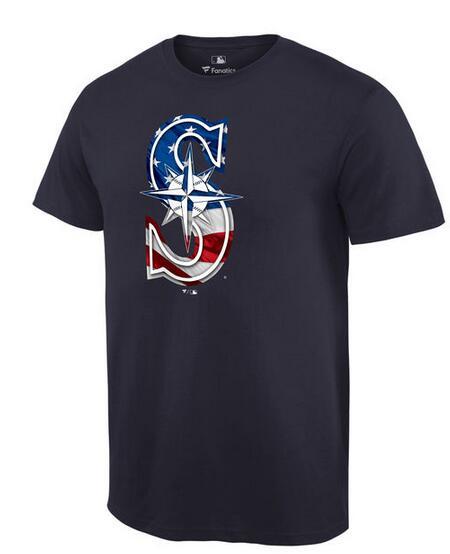 Mens Seattle Mariners Navy Banner Wave T-Shirt