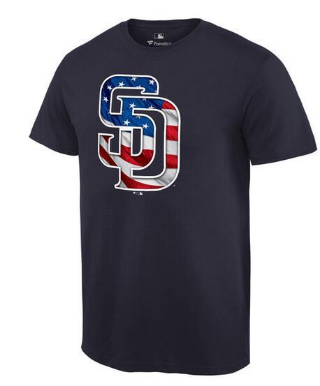 Mens San Diego Padres Navy Banner Wave T-Shirt