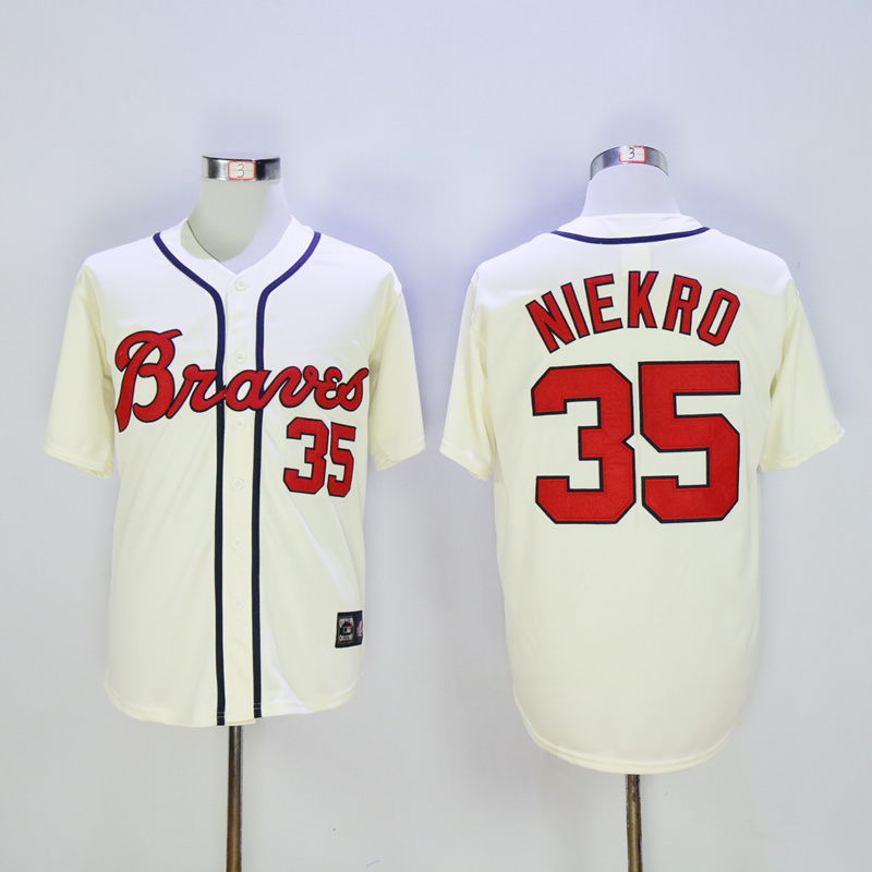MLB Atlanta Braves #35 Niekro Cream Jersey