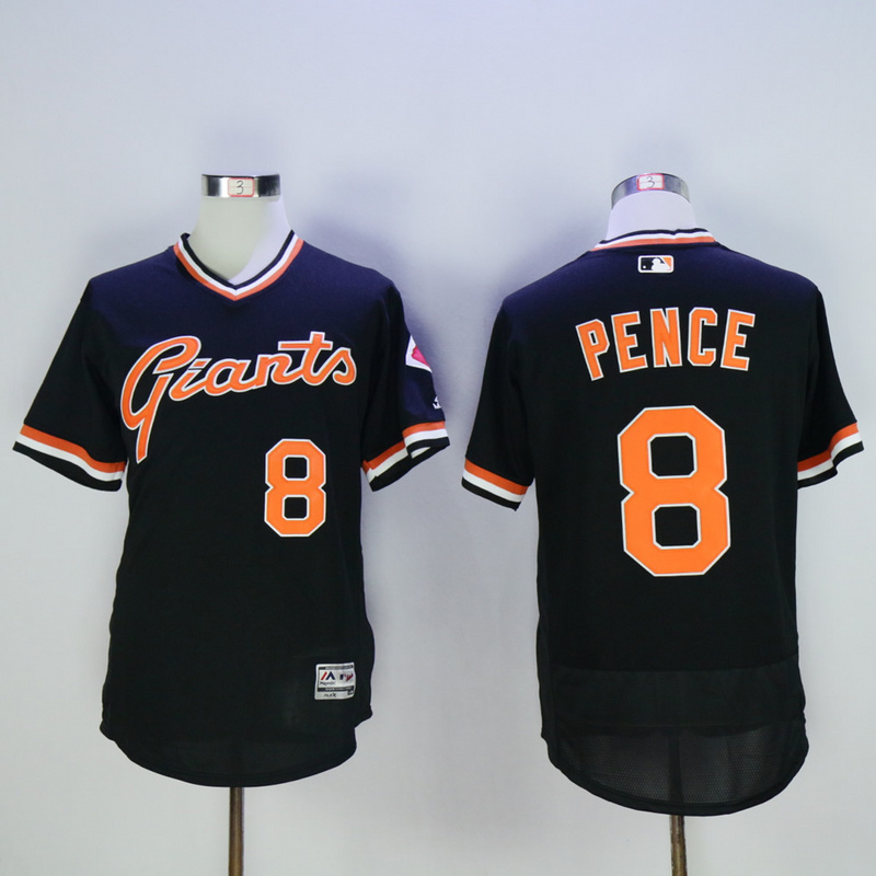MLB San Francisco Giants #8 Pence Black Pullover Throwback Jersey