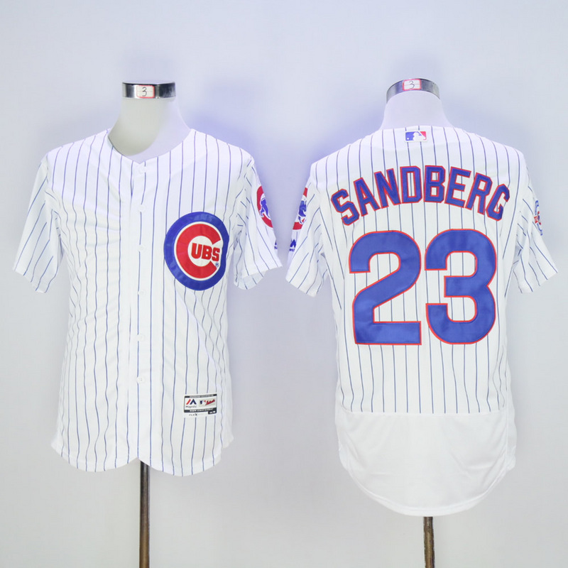 MLB Chicago Cubs #23 Sandberg White Jersey with 100th Anniversary Patch