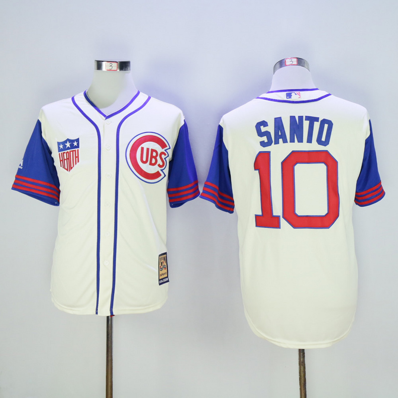 MLB Chicago Cubs #10 Santo Cream 1942 Throbwack Jersey