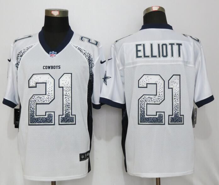 NEW Nike Dallas cowboys 21 Elliott Drift Fashion White Elite Jersey