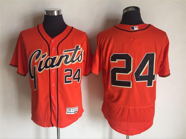 Majestics MLB San Francisco Giants #24 Mays Orange Elite Jersey