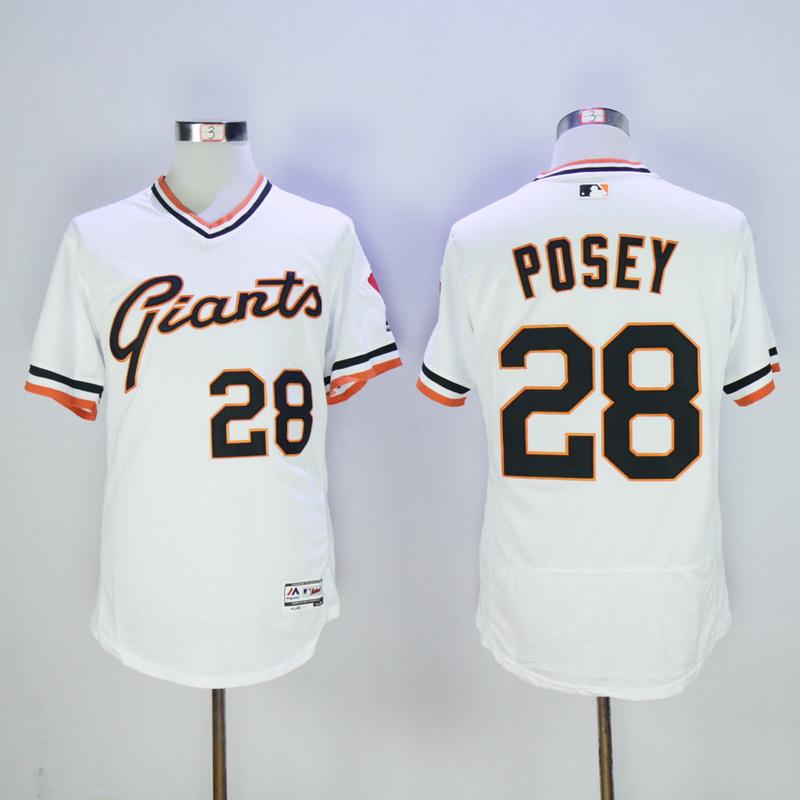 MLB San Francisco Giants #28 Posey White Pullover Jersey