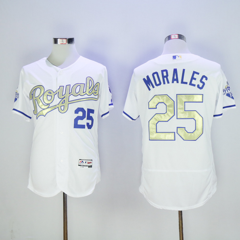 MLB Kansas City Royals #25 Morales White Gold Jersey